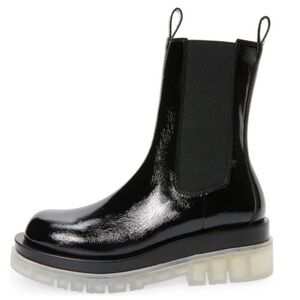 Jeffrey Campbell Tanked Black Patent Leather Platform Chelsea Boots Size 8